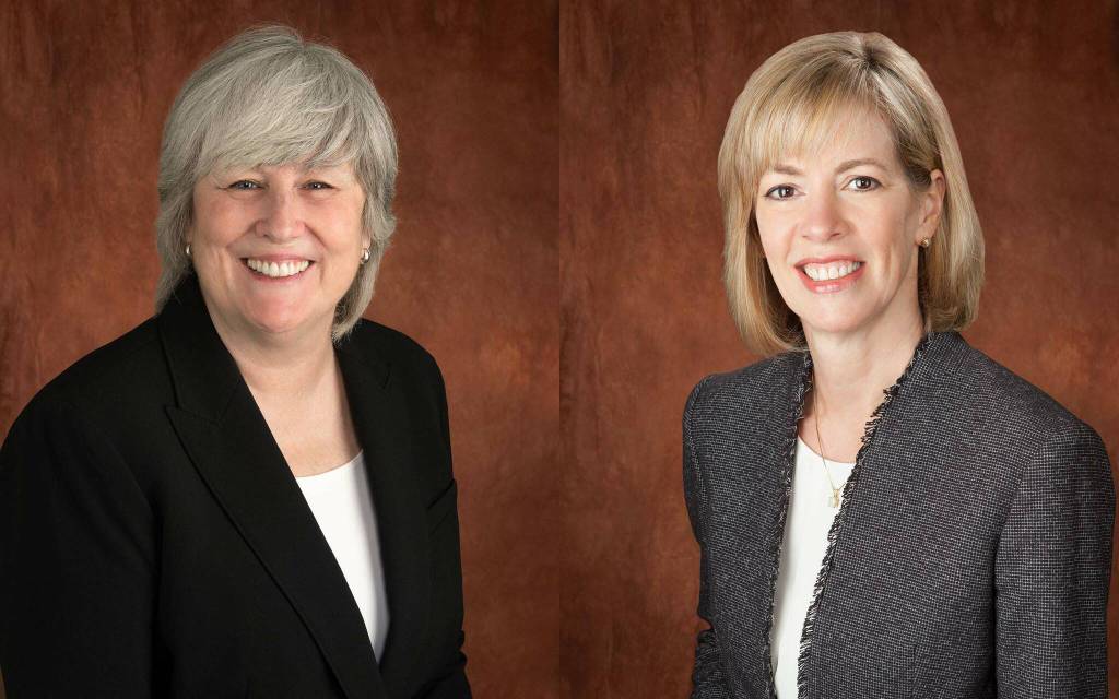 Snoqualmie City Councilmembers and mayoral candidates Peggy Shepard (left) and Katherine Ross. Courtesy photo.