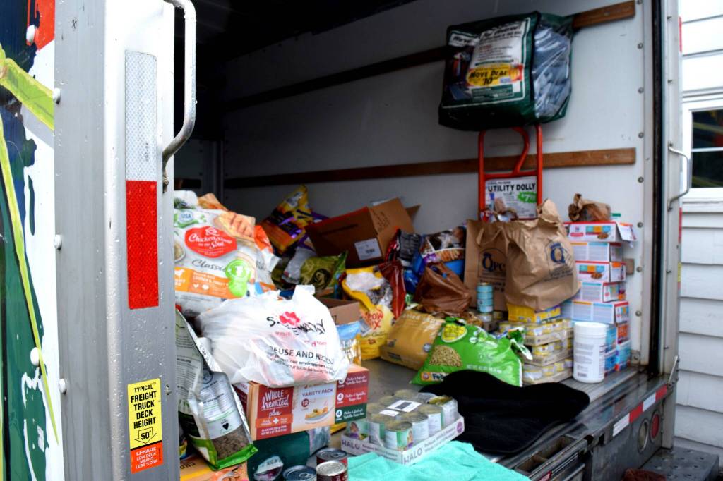 Snoqualmie Valley Pet Food Bank donations on Oct. 6. Photo Conor Wilson/Valley Record