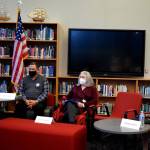 Snoqualmie mayor and city council candidates at the Snoqualmie Valley Chamber of Commerce candidate forum. From left: Council candidates Tanya Lavoy and Matt Laase. Mayor candidates: Peggy Shepard and Katherine Ross.
