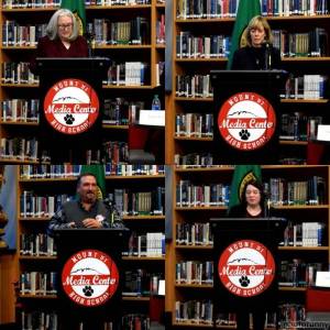 Four candidates in competitive Snoqualmie Elections. Top: Mayor candidates Peggy Shepard (L) and Katherine Ross. Bottom: Council candidates Matt Laase (L) and Tanya Lavoy. File photos by Conor Wilson/Valley Record.