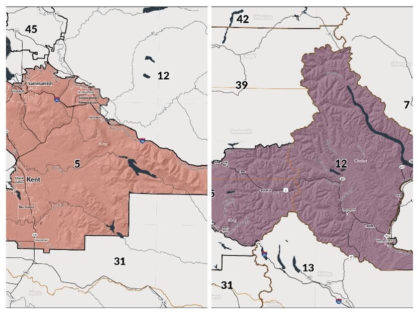 Maps of the new 5th and 12th legislative districts.