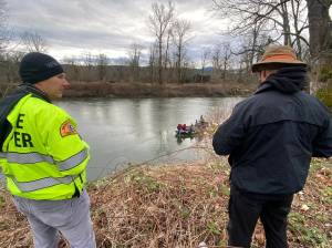 Authorities search for 6-year-old boy and woman along the Snoqualmie River near Fall City. Photo courtesy of Eastside Fire & Rescue.