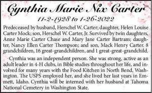Cynthia Marie Nix Carter | Obituary