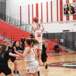 Photo courtesy of Calder Productions. MSHS Senior Lauren Glazier takes a shot in the Wildcats 63-41 win over Jackson High School in the first round of the KingCo/WesCo District Tournament. The Wildcats will play Inglemoor in an elimination game on Feb. 15, after a 57-58 overtime loss against one of the states top ranked teams, Lake Stevens, last week.