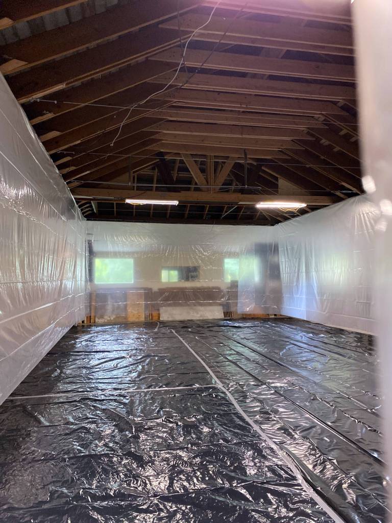 Inside of Sallal Grange during construction. Photo courtesy of Valley Center Stage.