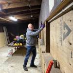 Photo courtesy of Valley Center Stage
Center Stage member Jim Snyder works at the Sallal Grange renovation.