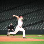 Photo courtesy of Calder productions. Senior Christian Jarocki throws a pitch against Eastside Catholic on March 19.