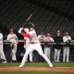 Photo courtesy of Calder Productions. Junior Liam Christensen bats against Eastside Catholic on March 19.