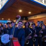 Photo courtesy of Dennis Pearce. Mount Si High Schools Jazz Band after a send-off performance at the North Bend Theater.