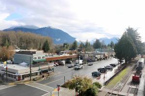 The photo from above Railroad Avenue in the historic downtown district of Snoqualmie was taken in November 2016. File photo