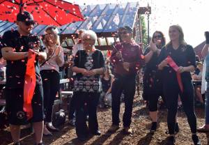 In front of a packed house, Snoqualmie Falls Brewery owners  Vojislav and Juljia Kokeza and their staff celebrated the opening of its new outdoor patio space overlooking the Snoqualmie River on Wednesday, May 4. The construction updates also include new solar panels, marking 105 in total, which is enough to brew beer entirely with reusable energy. Additional updates are also expected over the next few weeks. Photo Conor Wilson/Valley Record.