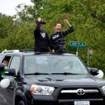 Two boys celebrate during the Fall City Graduate Parade on June 17. The annual parade recognizes 5th, 8th and 12th grade graduates. All photos by Conor Wilson/Valley Record.