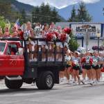 Mount Si High School Cheerleaders during the Festival at Mt. Si Grand Parade on Aug. 13. Photo Conor Wilson/Valley Record.