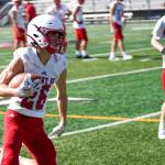 Photos by Conor Laffey / SVSD 
Junior wide receiver Ethan Haare makes a catch in practice Aug. 17.