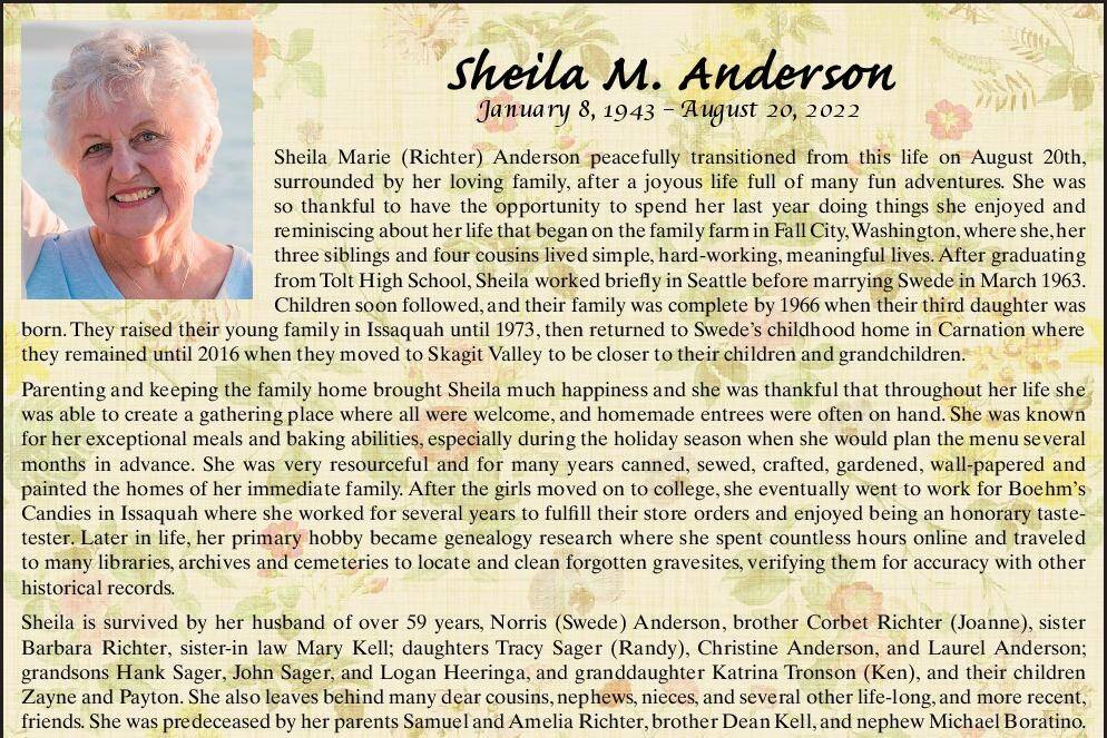 Sheila M. Anderson | Obituary