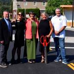 Members of the Carnation City Council and 5th District Rep. Lisa Callan pose for a photo to celebrate end of construction along Tolt Ave. From left: Jim Ribail, Adair Hawkins, Callan, Kim Lisk and Tim Harris. Photo by Conor Wilson/Valley Record