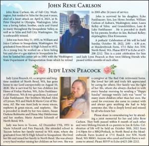 John Rene Carlson and Judy Lynn Peacock | Obituary