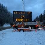 Drivers who dont use chains on their tires in Snoqualmie Pass can face a $500 fine. Courtesy of WSDOT