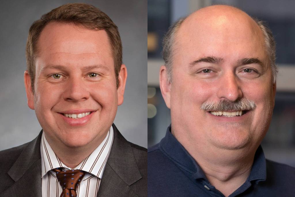 Candidates for Washingtons 12th Legislative District Pos. 2. Rep. Mike Steele (left) and challenger Robert Amenn. Courtesy photos.