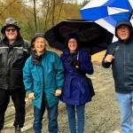 King County Parks Program Manager TJ Davis tours Preston Mill Park with members of the Fall City Historical Society. From left: Davis, Cindy Parks, Sarah Martin and Rick Divers. Photo courtesy of Kathy Lambert