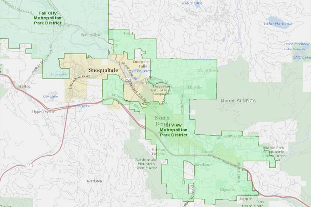 A map of the Si View Metropolitan Parks District.