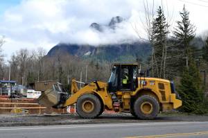 File photo by Conor Wilson/Valley Record.
Construction on North Bends wastewater treatment last March.