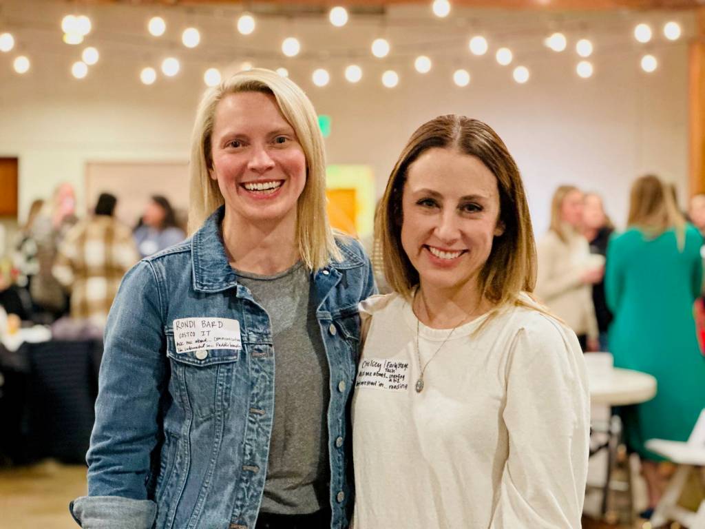 Courtesy photo.
At the Snoqualmie Valley Women in Leadership groups inaugural gathering Jan. 31, each of the attendees wore name tags that specified what they wanted to be asked about, and participated in various engagement activities.
