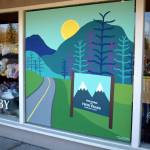 A Twin Peaks Mural on the window of Carousel in Snoqualmie created by local artist Sarah Hughes of A Pinch Different. Photo Conor Wilson/Valley Record.