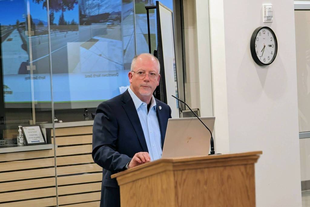 North Bend Mayor Rob McFarland delivers his annual State of the City address at the March 7 city council meeting. Photo courtesy of the City of North Bend.