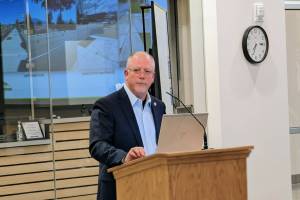 North Bend Mayor Rob McFarland delivers his annual State of the City address at the March 7 city council meeting. Photo courtesy of the City of North Bend.