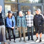 Owners of The Line Bike Experience at their grand opening on March 18. From left: Michael Kunz, Alex Kunz, Sheryl Tullis, James Skinner and Steve Murakami. Photo Conor Wilson/Valley Record.