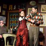 Photos Conor Wilson/Valley Record.
Valley Center Stage actors rehearse Picasso at the Lapin Agile. From left: Alex Demana (as Albert Einstein), Veronica Ydalgo (as Suzanne) and Christopher Clark (as Pablo Picasso).