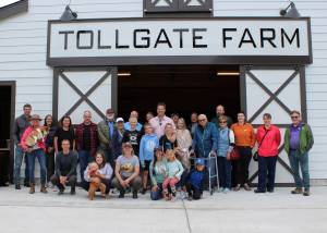 Officials with the Si View Parks District and City of North Bend pose for a photo outside the recently finished barn at Tollgate Farm Park. Courtesy photo.