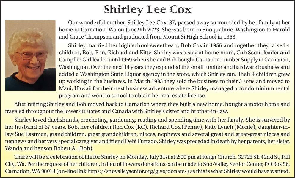 Shirley Lee Cox | Obituary