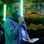 Morgan Henley, founder and organizer of the BrodieNation Music Festival, speaks to the crowd between sets.