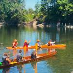 Snoqualmie Tribal members take off from Fall City on the 2023 Canoe Journey. Courtesy photo.