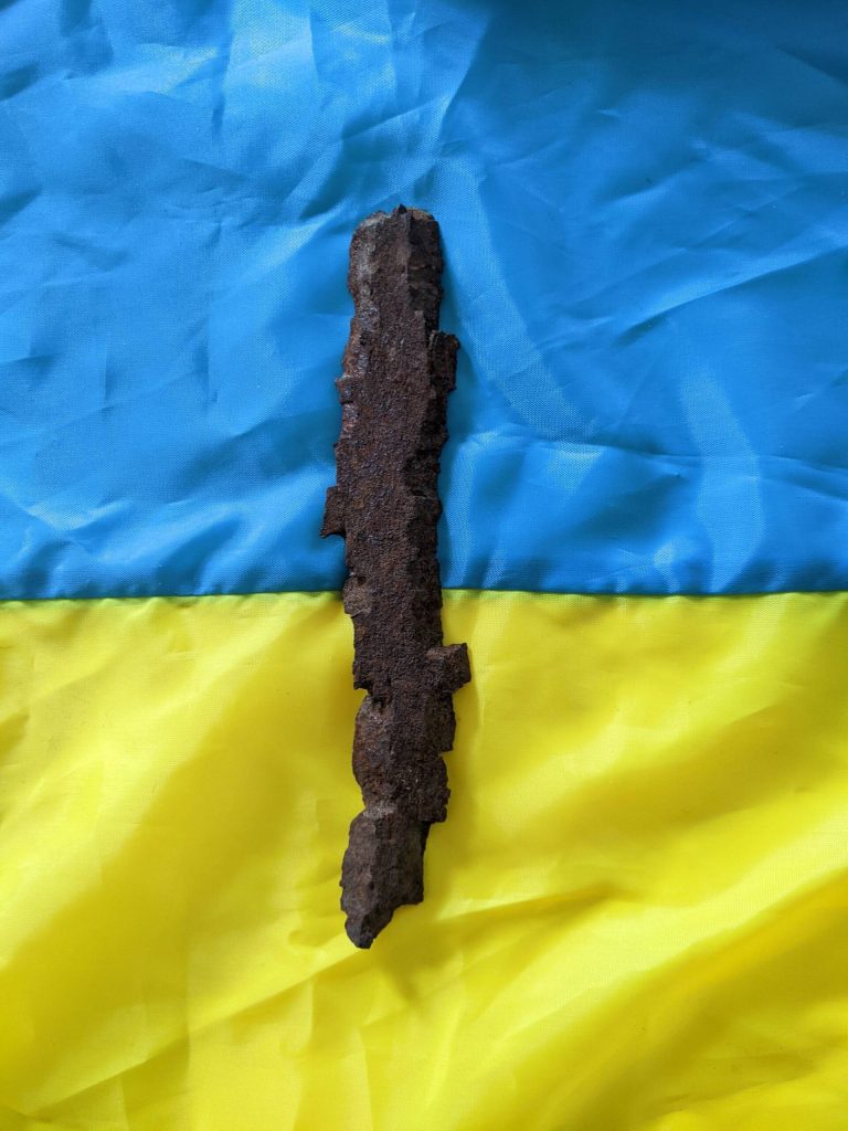 Piece of shrapnel given. (Photo courtesy of Tom Armour)