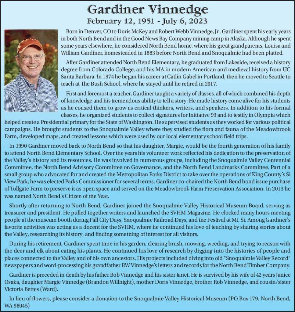 Gardiner Vinnedge | Obituary