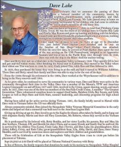 Dave Lake | Obituary