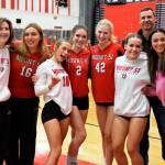 Photo By Conor Wilson/Valley Record.
Head Volleyball Coach Brady King Poses for a photo with varsity athletes.