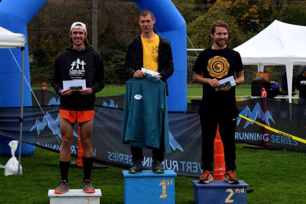 The top 3 finsihers of North Bend Skyline 30k in the elite mens divison.