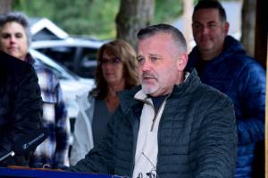 Carnation Mayor Jim Ribail speaks to reporters during a press conference Nov. 15 at Nick Loutsis Park in Carnation on Nov. 15. Photo by Conor Wilson/Valley Record