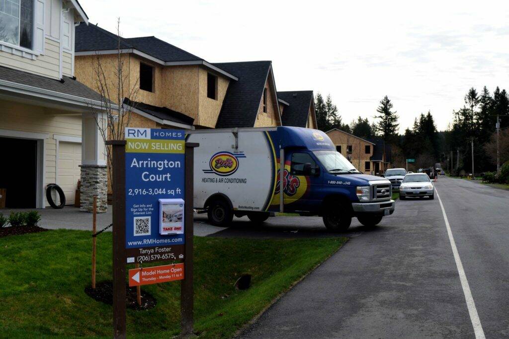 File Photo
Some of the 17 new houses along 324th Avenue Southeast in Fall City during construction in 2021. Photo by Conor Wilson/Valley Record.
