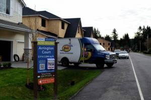 File Photo
Some of the 17 new houses along 324th Avenue Southeast in Fall City during construction in 2021. Photo by Conor Wilson/Valley Record.