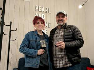 Pearl and Stone Wine Co. co-owner Paul Ribary stands with Tasting Room Manager Brie Cassidy. (Photo by Conor Wilson/Valley Record)