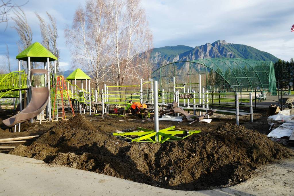 A portion of the 10,000-square-foot Centennial Fields playground, located at 39903 SE Park Street, adjacent to Meadowbrook Farm. (Valley Record photo)