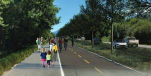 A photo simulation of what a portion of North Bend Way would look like in North Bends Complete Streets Plan. (Courtesy of Parametrix)