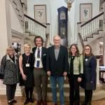 From the right stands First Lady Trudi Inslee, Meghan Banta, Kindering Board President Phil Banta, Gov. Jay Inslee, Rep. Tana Senn and Kindering CEO Dr. Lisa Greenwald. Photo Courtesy of Kindering