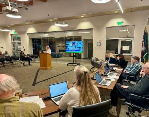 Mayor Mary Miller delivered the address on March 19 during the North Bend City Council meeting. (Photo courtesy of Bre Keveren)