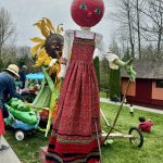 A tomato person made by artist Paula Strobel sits at Depot Park on Saturday, March 30. Strobel likes to call the piece a tomato in Russian dressing. Photos by Grace Gorenflo/For the Valley Record